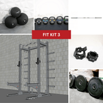 TGrip Commercial Half Rack Complete Kit - 3x3 Steel - Functional Multi-Grip Pull-Up - Bar & Plate Storage - J-Hooks