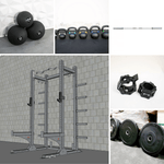 TGrip Commercial Half Rack Complete Kit - 3x3 Steel - Functional Multi-Grip Pull-Up - Bar & Plate Storage - J-Hooks