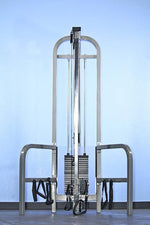 Dual Function High-Low Pulley Combo - Muscle D Fitness - Vertical Adjustable - Pin Selectorized - Handle Storage