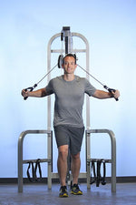 Dual Function High-Low Pulley Combo - Muscle D Fitness - Vertical Adjustable - Pin Selectorized - Handle Storage
