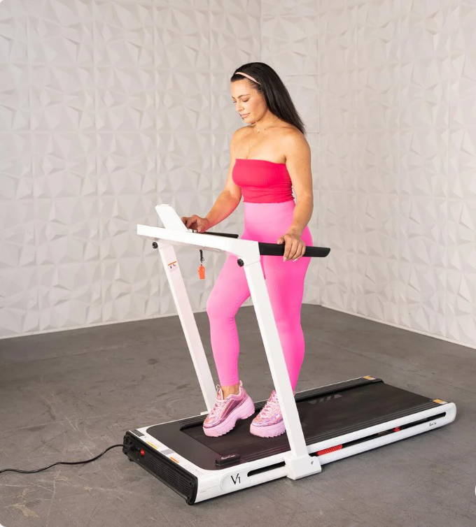 Low Profile Treadmill -V1 - LED Display - Heart Rate Monitor - Flex Deck for Low Impact - Adjustable Speed - Phone / Tablet Holder