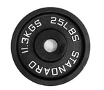 Black Cast Iron Plates ( Standard Barbell 250lb set )- Screaming Deals!