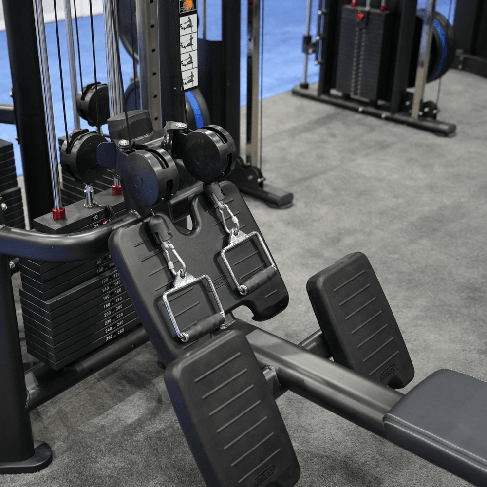 4 Stack Megatron Deluxe Jungle Gym - Muscle D Fitness - Commercial Lat Pull, Low Row, Adj. Hi/Low Pulleys