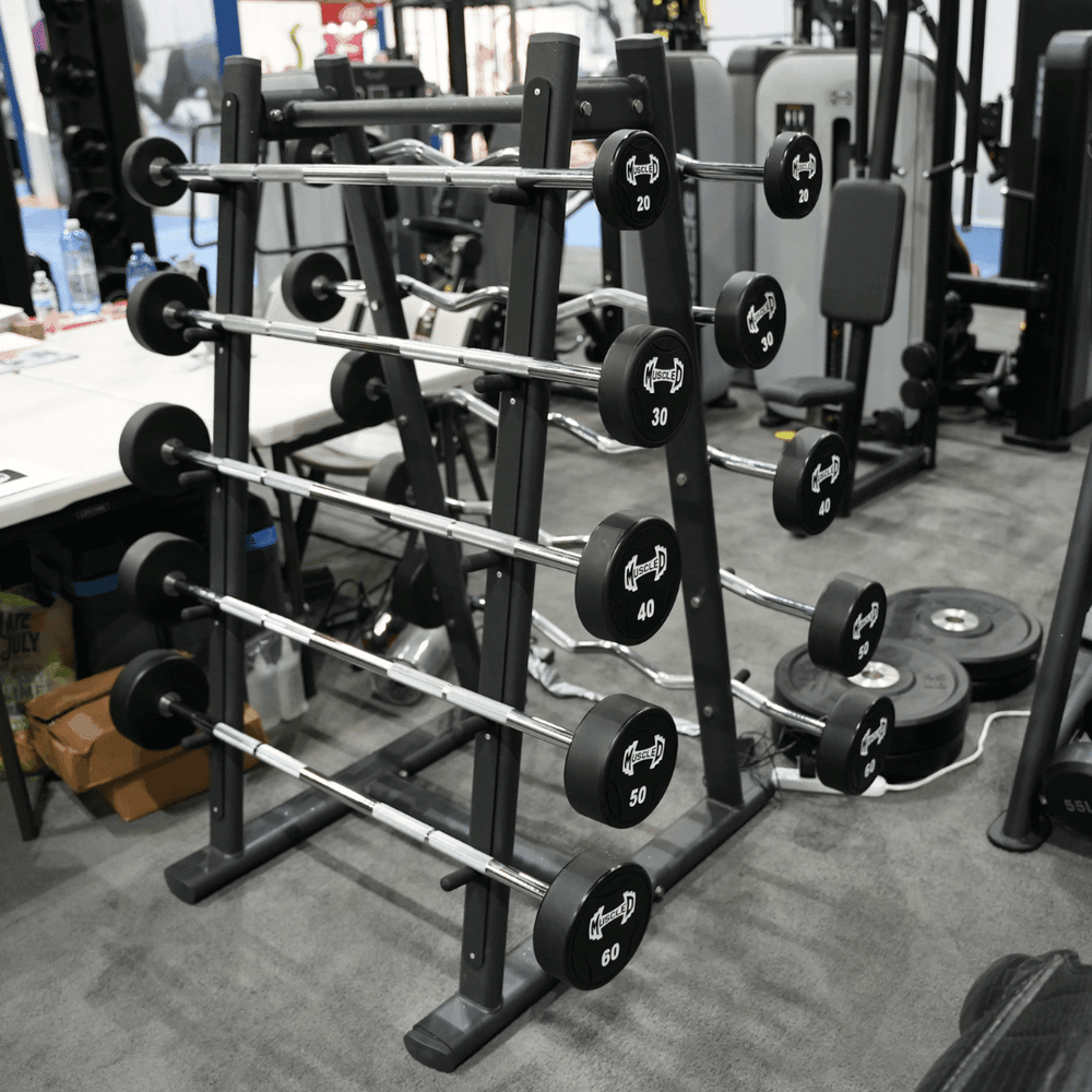 Pro Urethane Barbell Set(Straight or Curl) - 20 to 110 lbs (Barbell Set Only) - Muscle D Fitness - Premium Quality Urethane Barbell Set