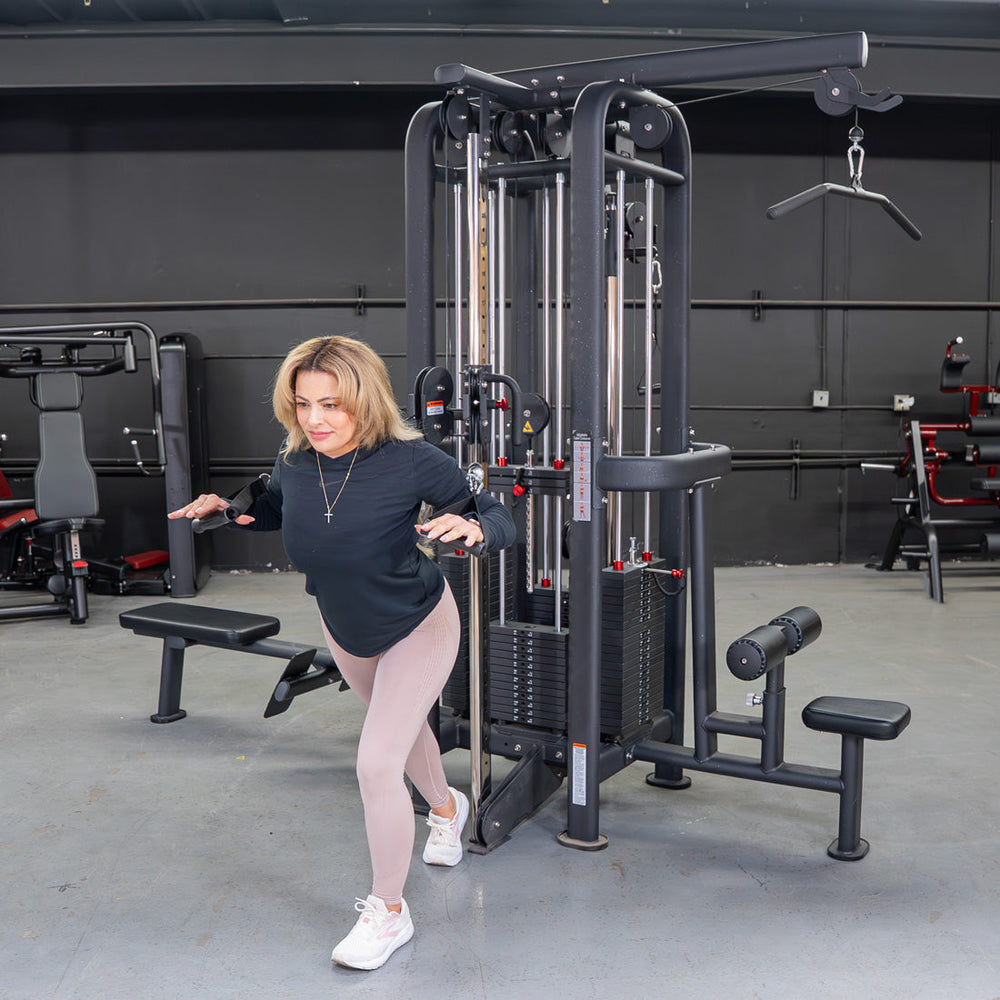 4 Stack Megatron Standard Jungle Gym - 2 Colors - Muscle D Fitness - Low Row, Lat Pulldown, Single Handle Hi/low Pulley, Double Hi/Low Pulley