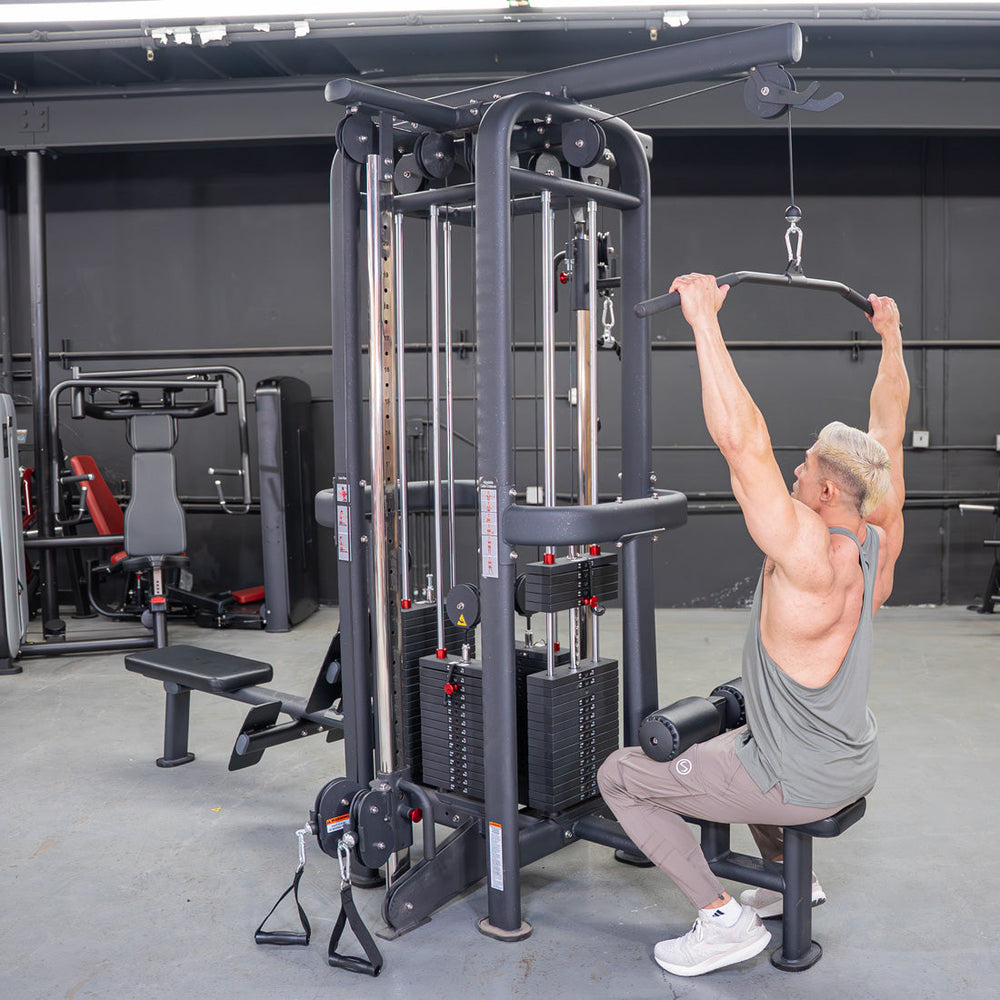 4 Stack Megatron Standard Jungle Gym - 2 Colors - Muscle D Fitness - Low Row, Lat Pulldown, Single Handle Hi/low Pulley, Double Hi/Low Pulley