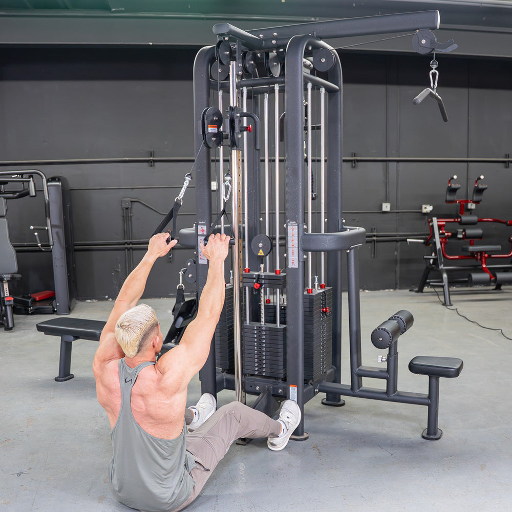 4 Stack Megatron Standard Jungle Gym - 2 Colors - Muscle D Fitness - Low Row, Lat Pulldown, Single Handle Hi/low Pulley, Double Hi/Low Pulley