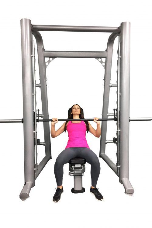 Smith Machine(85", 93") - Muscle D Fitness - Commercial Grade Smith Machine Plate Storage Black Silver