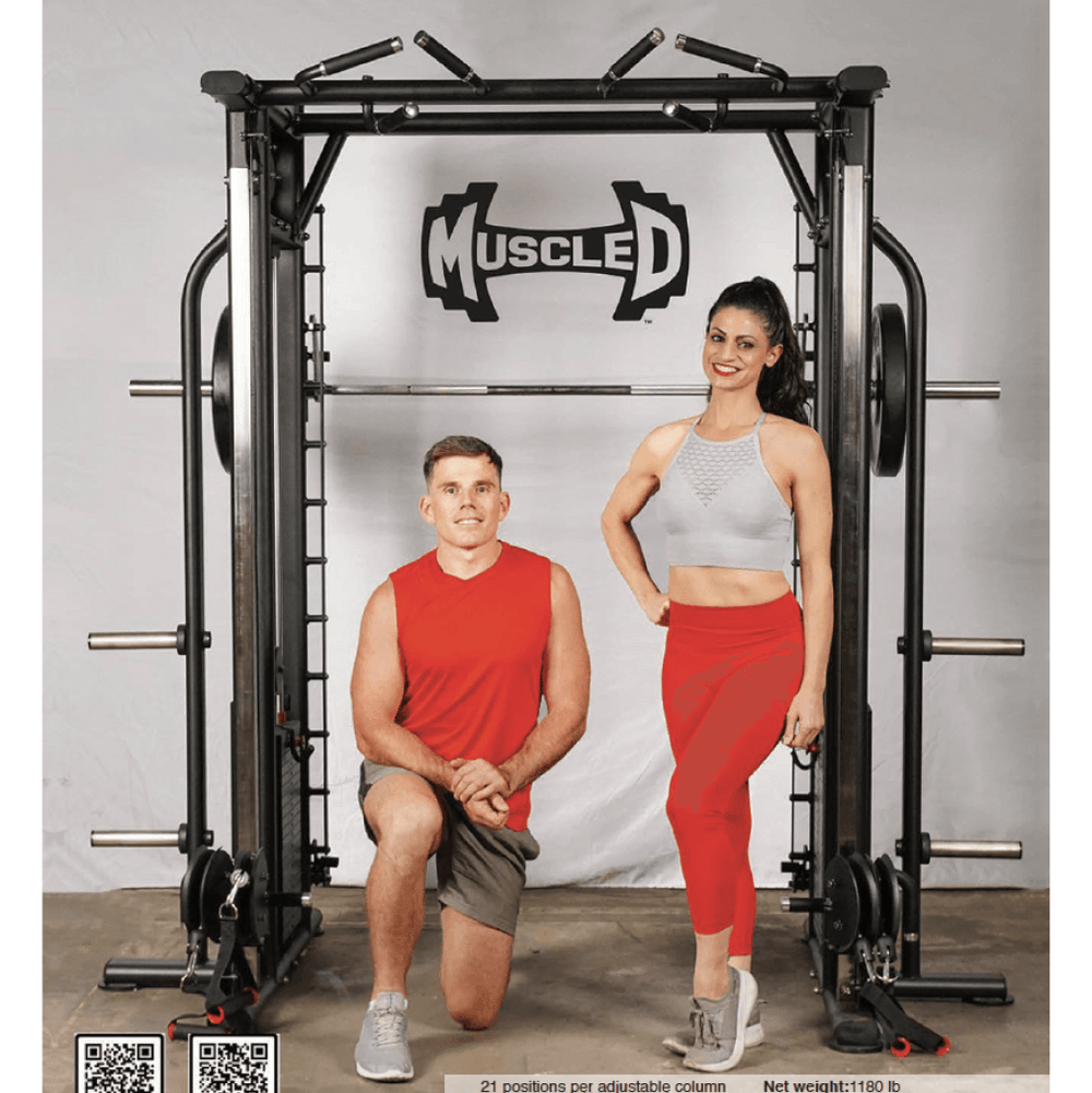 Muscle D Fitness Dual Adjustable Pulley Smith Combo – Full Body Trainer