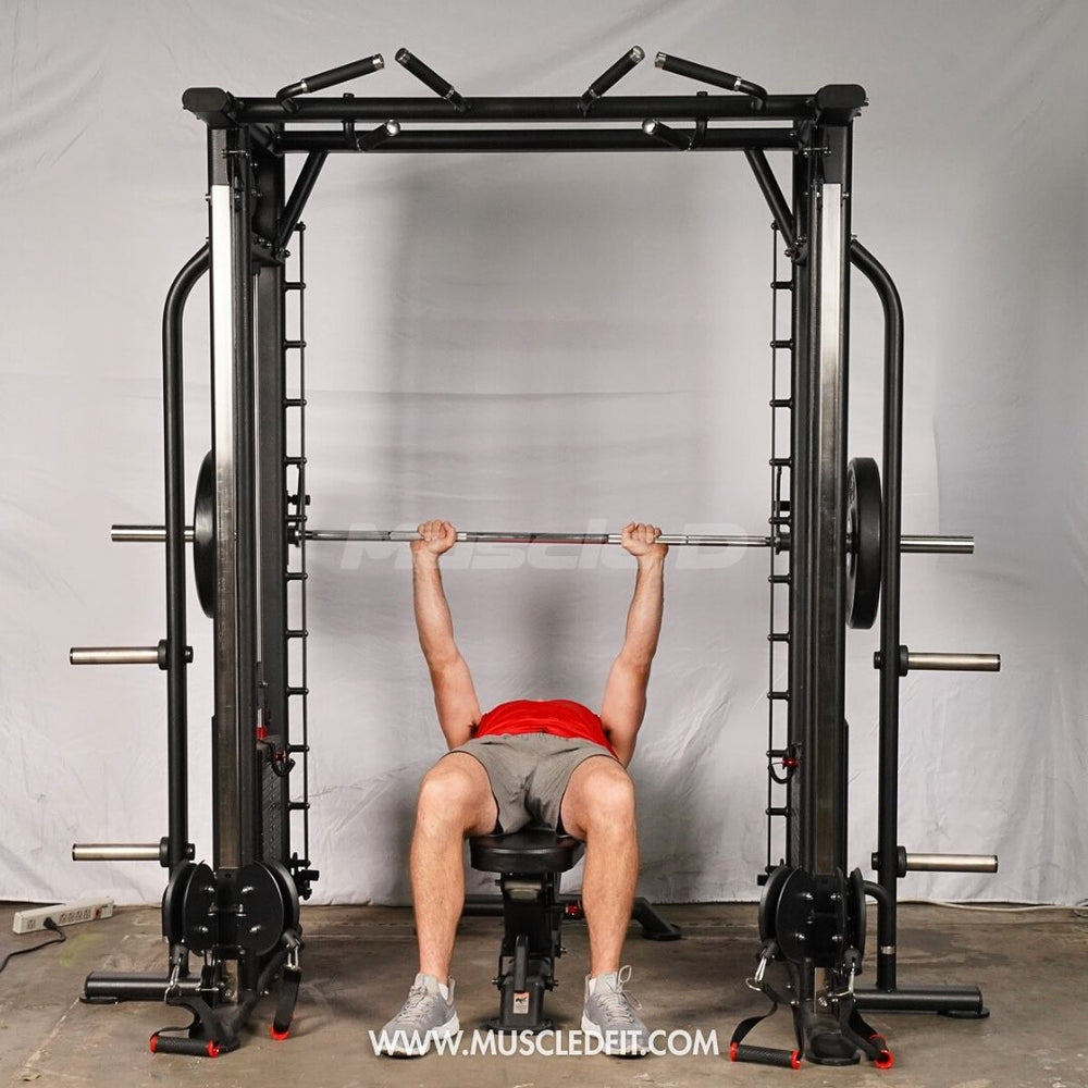 Muscle D Fitness Dual Adjustable Pulley Smith Combo – Full Body Trainer