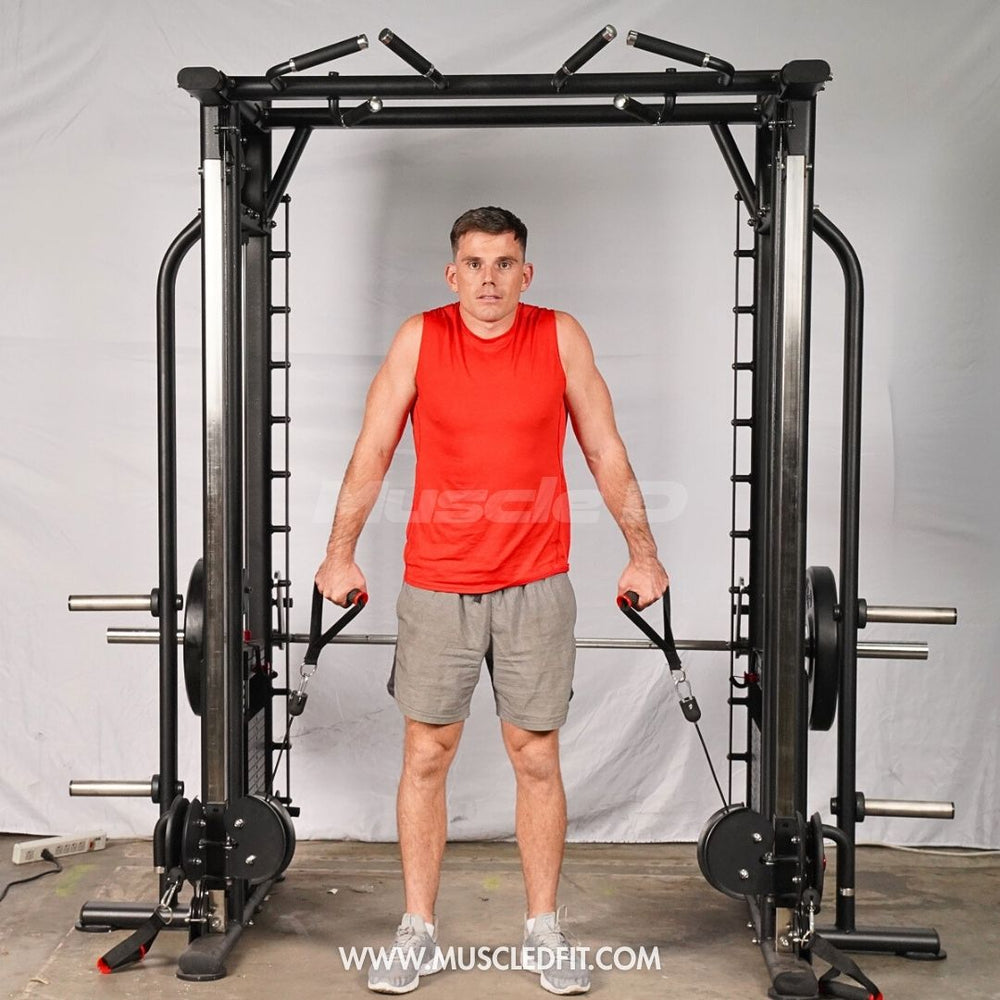 Muscle D Fitness Dual Adjustable Pulley Smith Combo – Full Body Trainer