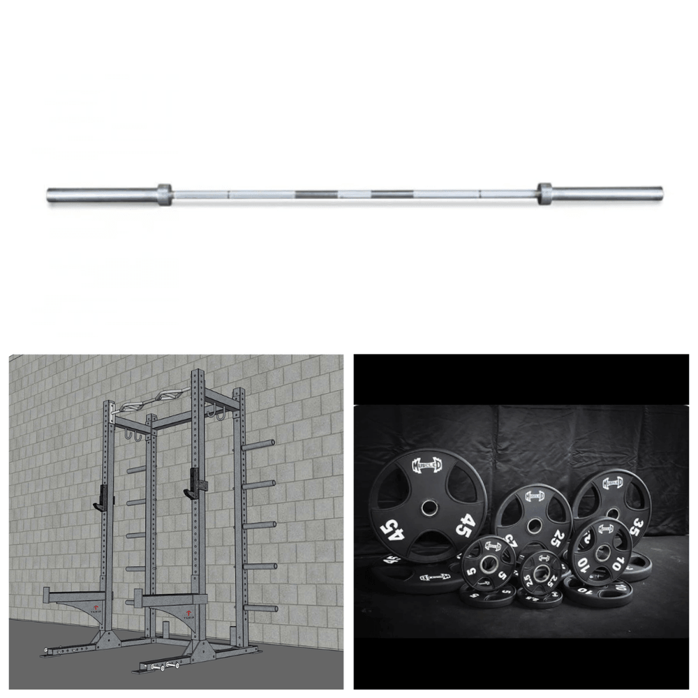 TGrip Commercial Half Rack Complete Kit - 3x3 Steel - Functional Multi-Grip Pull-Up - Bar & Plate Storage - J-Hooks