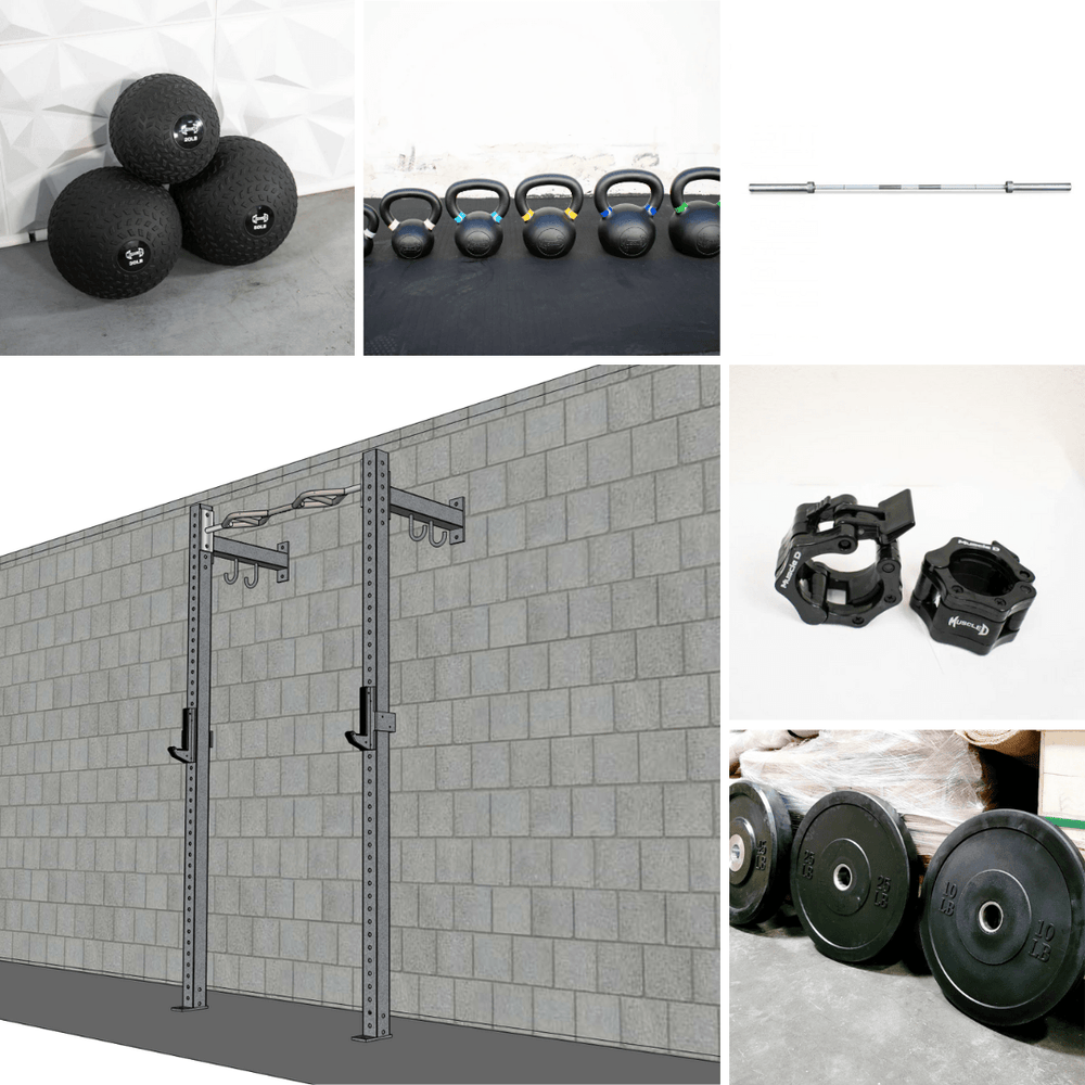 TGrip Commercial 4' Low Profile Wall Mount Rig Fitness Kits - 3x3 Steel - Functional Multi-Grip Pull-Up - Sandwich Style J-Hooks