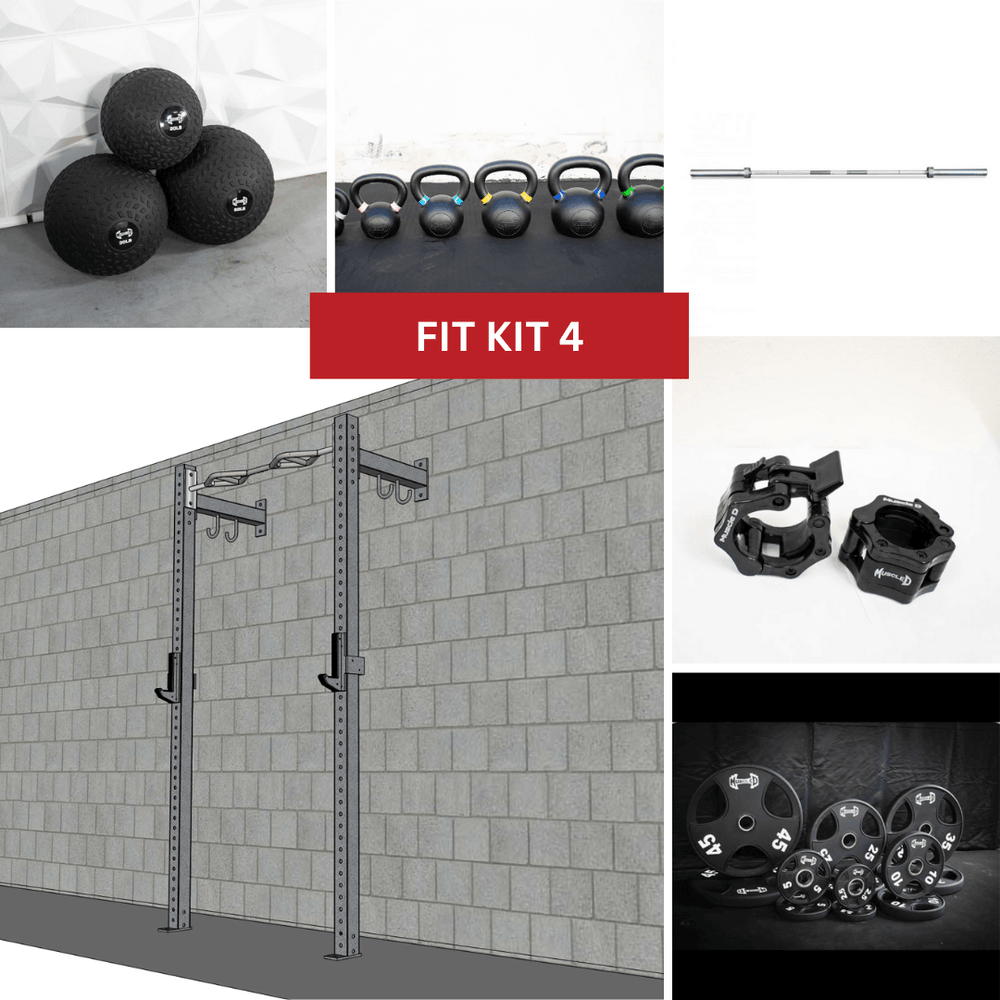 TGrip Commercial 4' Low Profile Wall Mount Rig Fitness Kits - 3x3 Steel - Functional Multi-Grip Pull-Up - Sandwich Style J-Hooks