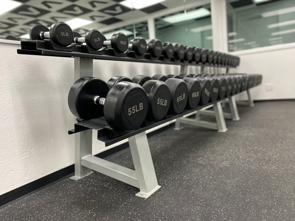 Pro Dumbbell 5-50lb Set- Muscle D Fitness- Premium Rubber Dumbbell Set