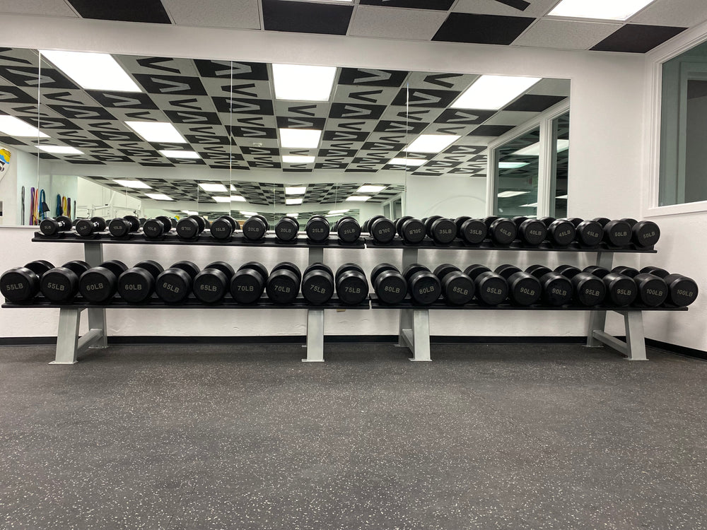 Pro Dumbbell 5-50lb Set- Muscle D Fitness- Premium Rubber Dumbbell Set