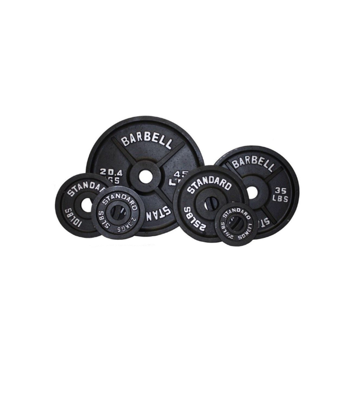 Black Cast Iron Plates ( Standard Barbell 250lb set )- Screaming Deals!