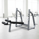 Olympic Decline Bench - Muscle D Fitness - 11 Gauge Steel - Commercial Upholstery - Weight Storage Pegs