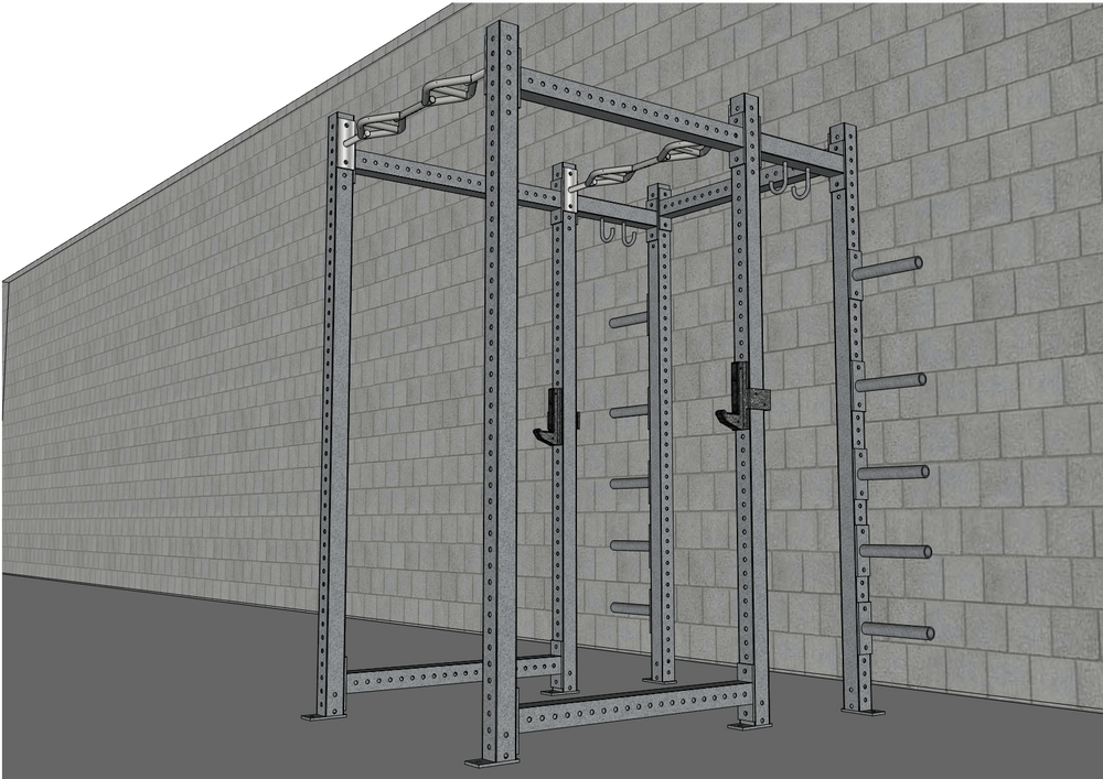 TGrip Commercial Full Power Rack Set - 3x3 Steel - Functional Multi-Grip Pull-Up - Plate Storage - J-Hooks