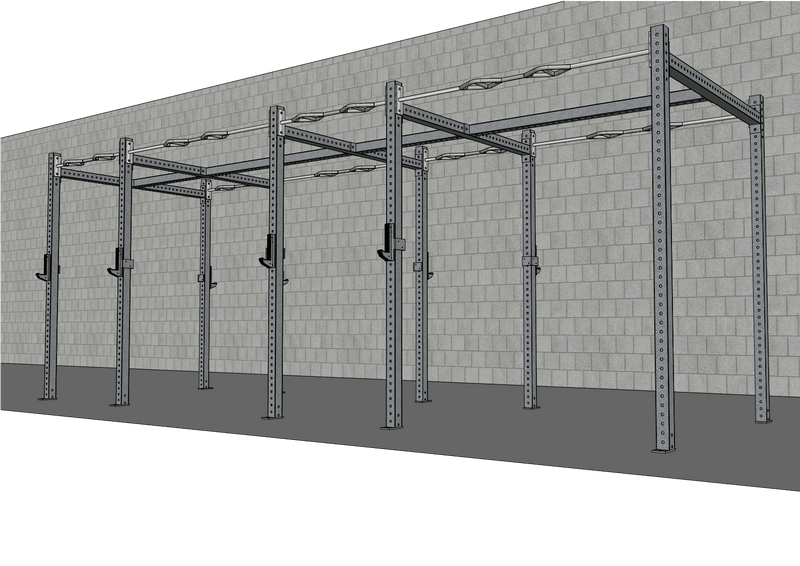 TGrip Commercial 20' Rig - 3x3 Steel - Functional Multi-Grip Pull-Up - Sandwich Style J-Hooks