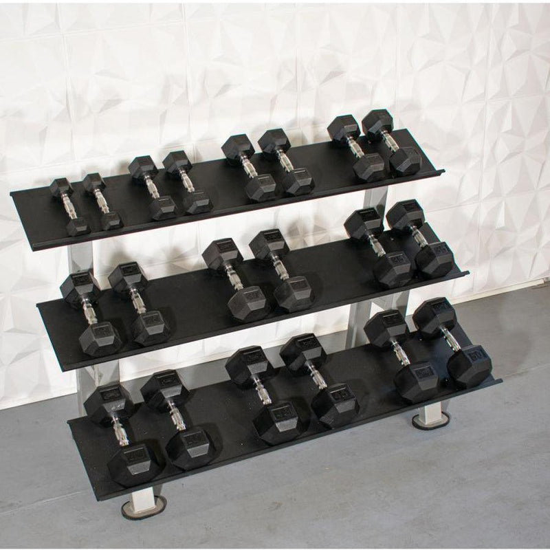 Rubber Hex Dumbbell Set - Muscle D FItness - Steel Handle - Quality knurling - Weightlfting