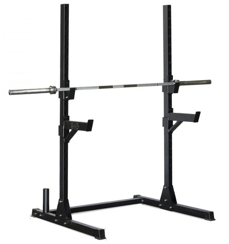 Home gym- Squat Stand - Adjustable Safety Guards - Vertical Bar Storage