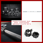 Hard Chrome Olympic Bar and Olympic Urethane Weight Plate Sets