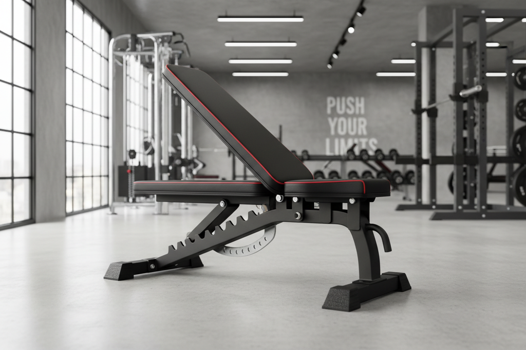 Premium adjustable bench in professional gym setting