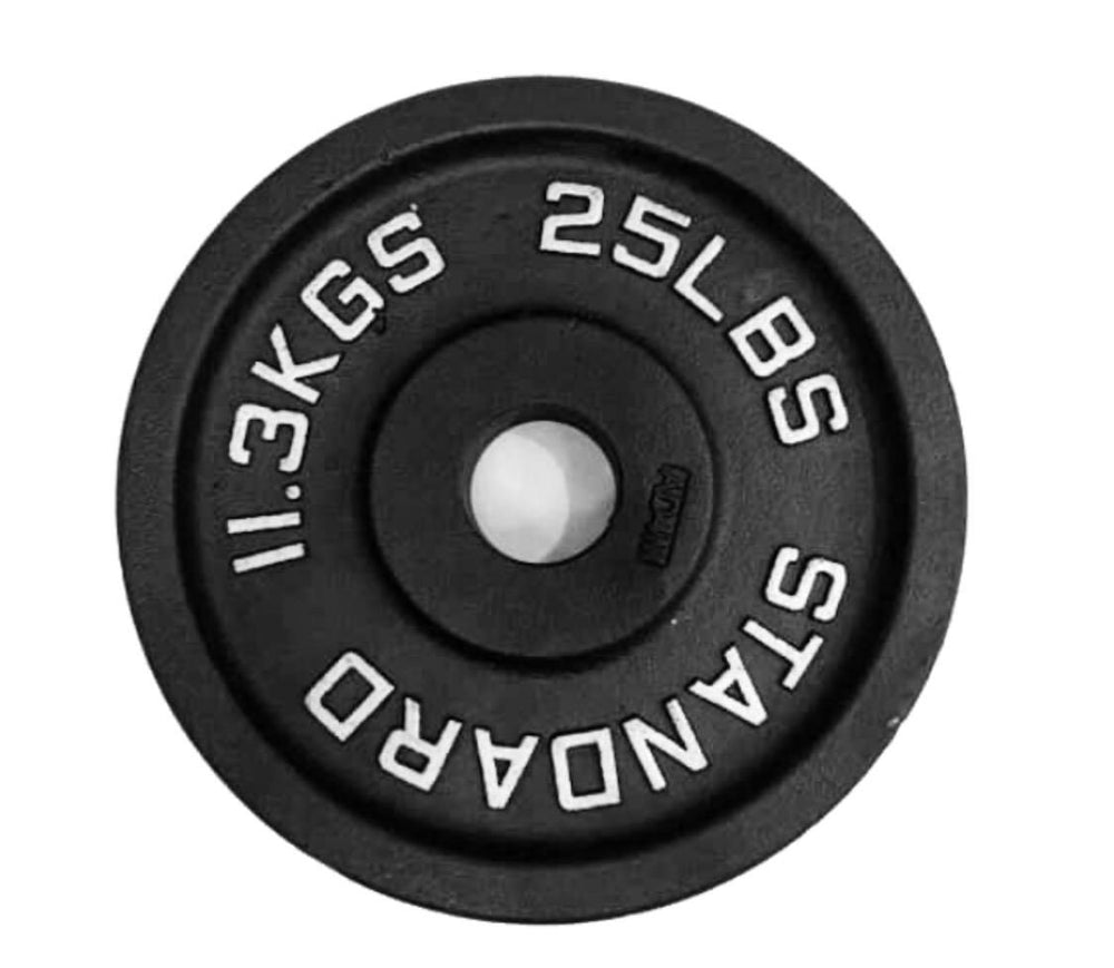 Black Cast Iron Plates ( Standard Barbell 250lb set )- Screaming Deals!